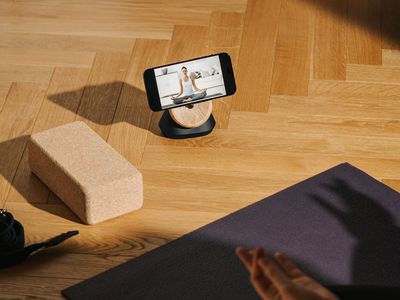 Close up of yoga equipment on the floor